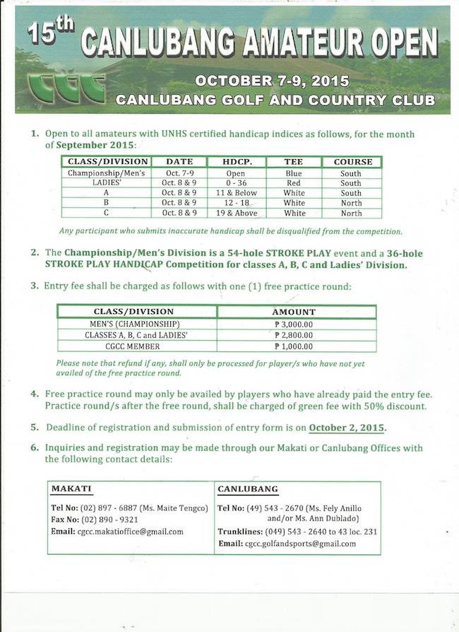 15th Canlubang Amateur Open