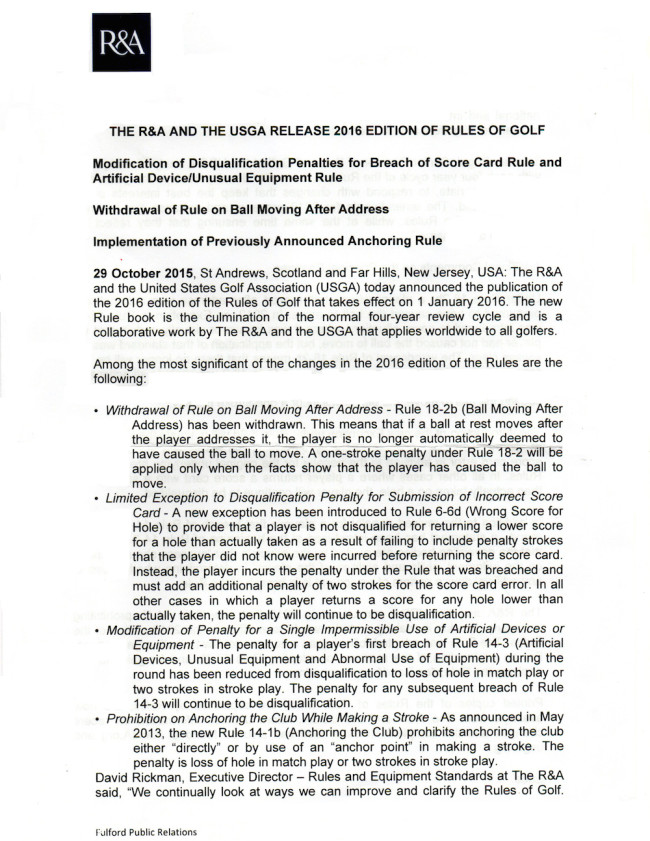 R&A 2016 Edition of Rules of Golf - Page1