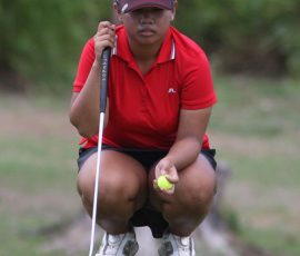 harmie constantino in hole 1 green