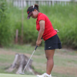 harmie constantino misse putt in hole 1 green
