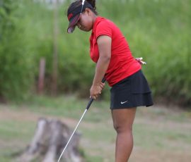 harmie constantino misse putt in hole 1 green