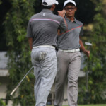 jolo make a fist with his plate mate jonas after a berdie