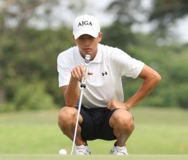 po in hole 9 study his line