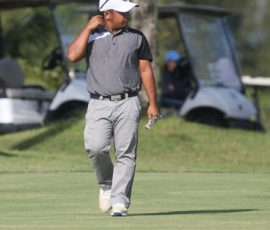 rupert zaragosa disapointed after he miss a putt in 5